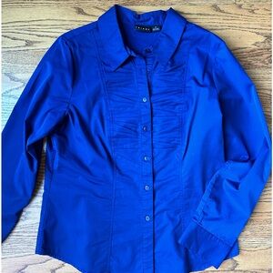 TRIBAL shirt.  Blue.  “ Tuxedo” style texture adds Interest